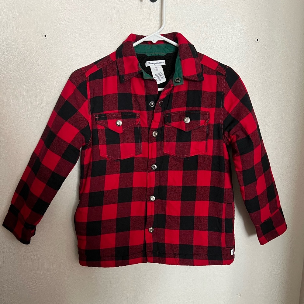 TOMMY BAHAMA Classic Buffalo Plaid Fleece Lined‎ Jacket Black Red Boy's Size M